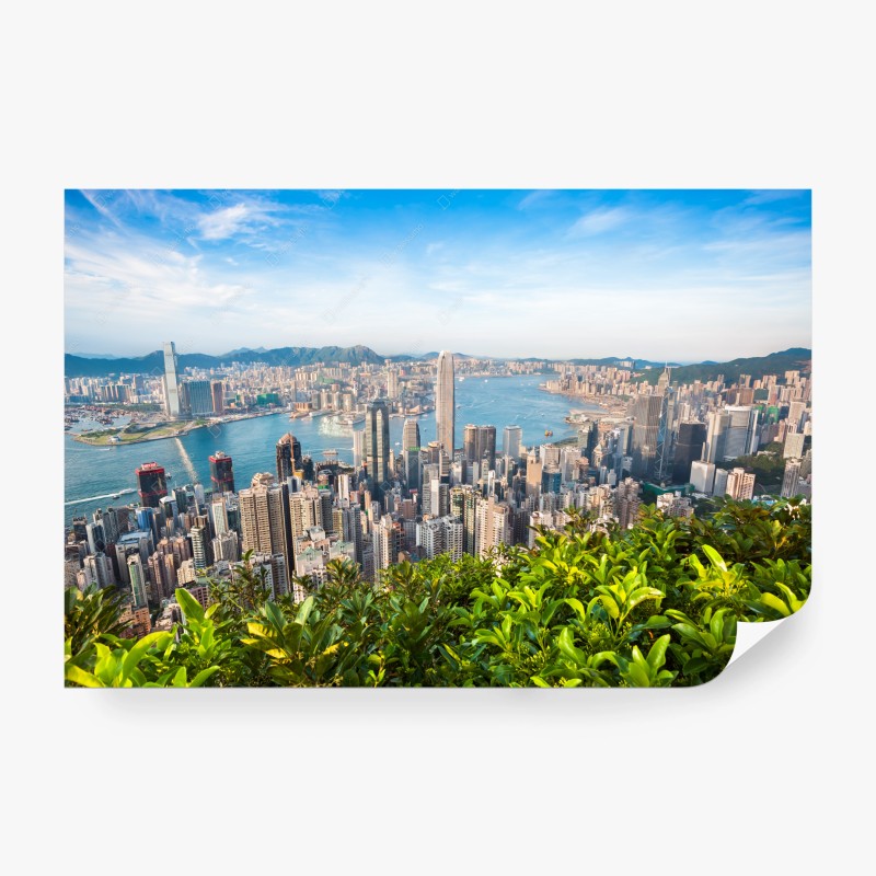 Carta da parati panorama urbano di Hong Kong da Victoria Peak