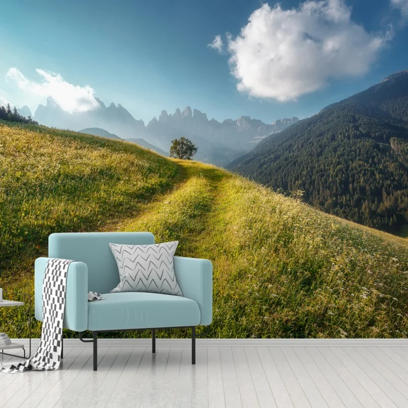Carta da parati fuga tra i prati delle Dolomiti