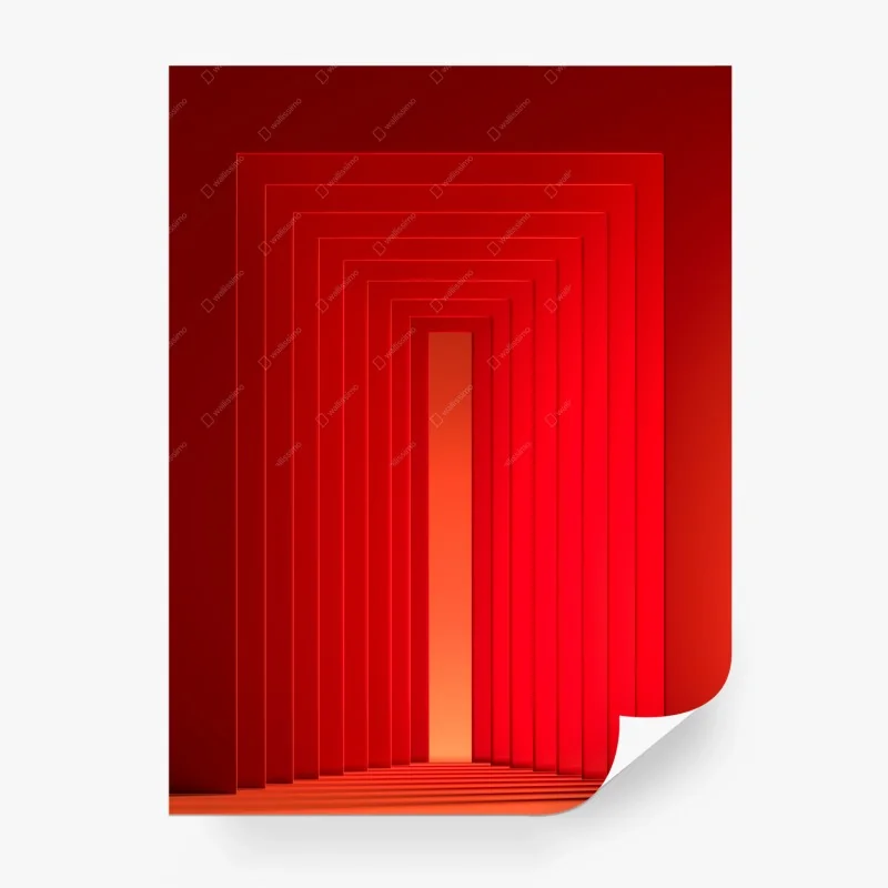 Carta da parati passaggio rosso: profondità geometrica