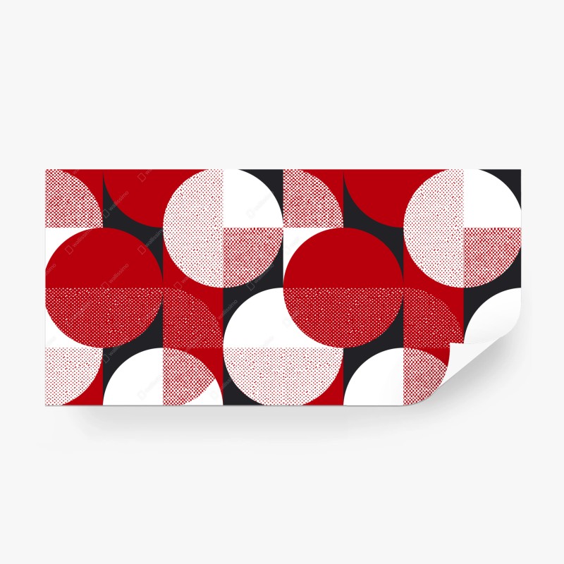 Carta da parati motivo geometrico bauhaus rosso e nero