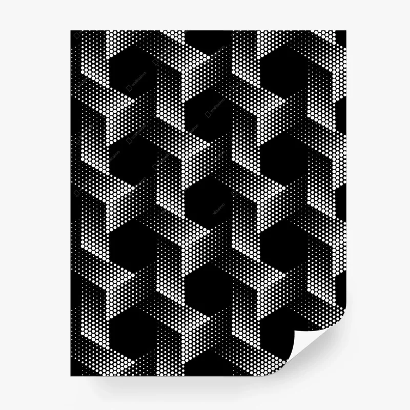 Carta da parati motivo geometrico puntinato in bianco e nero