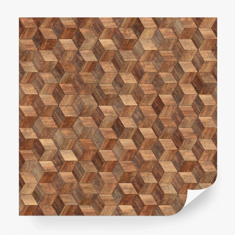 Carta da parati motivo parquet esagonale effetto 3d