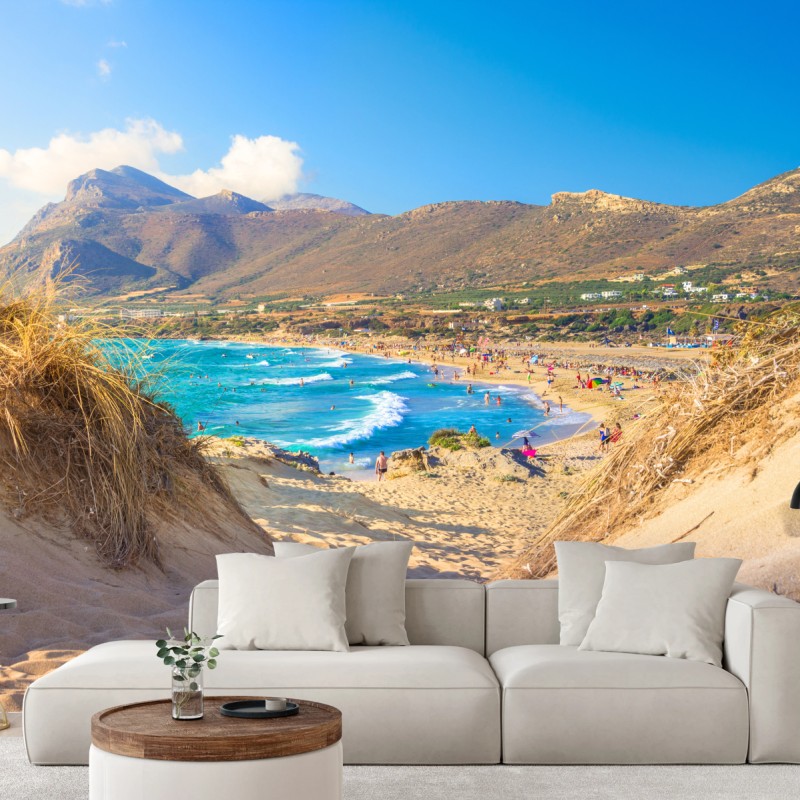Carta da parati vista costiera tra dune e mare turchese