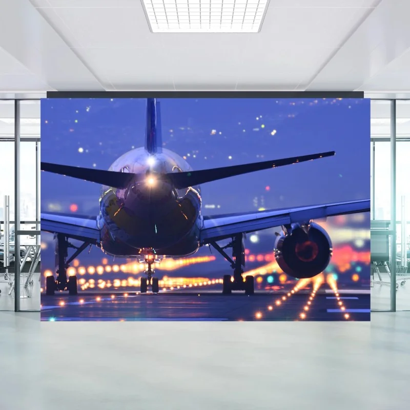 Carta da parati aereo sulla pista all'imbrunire