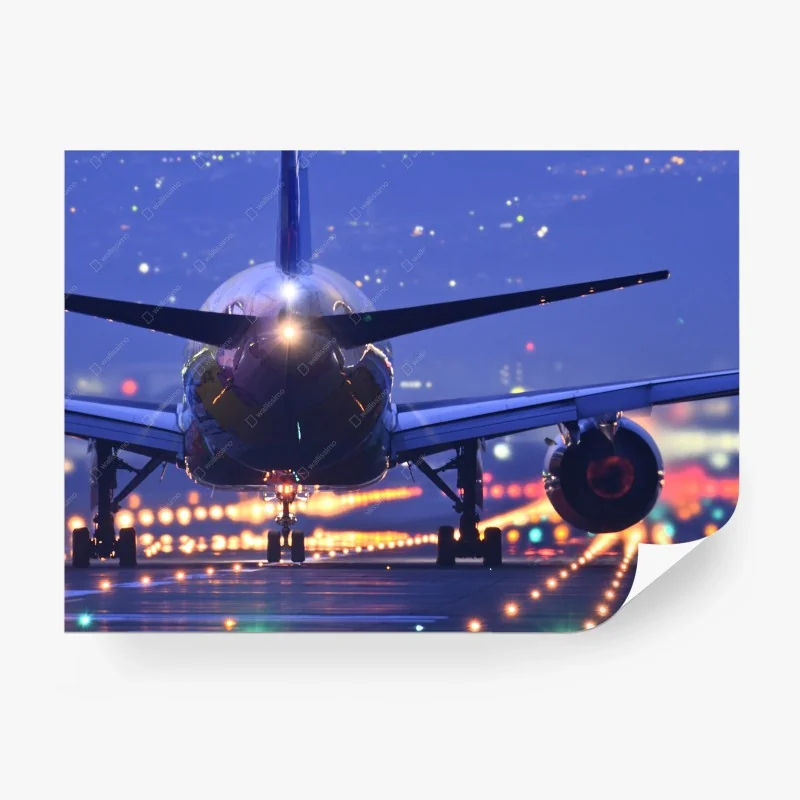Carta da parati aereo sulla pista all'imbrunire