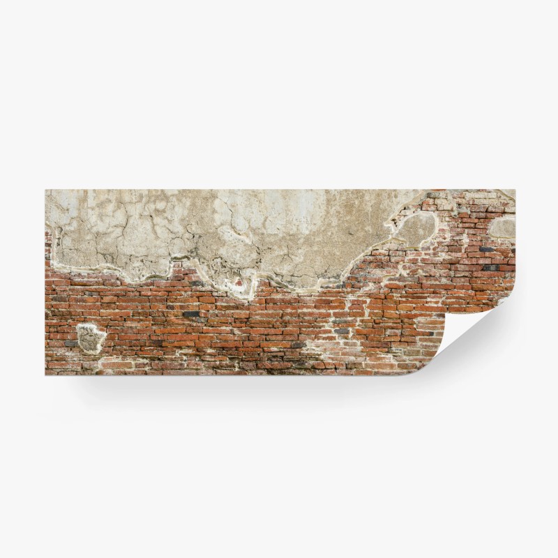 Carta da parati muro di mattoni vintage con intonaco scrostato