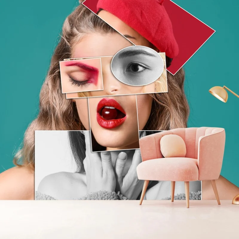 Carta da parati collage pop di bellezza e colore