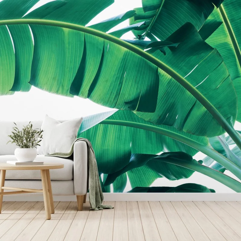 Carta da parati foglie tropicali verdi