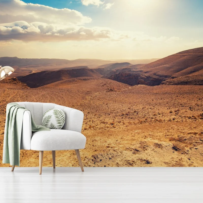 Carta da parati tramonto nel deserto montuoso di Israele