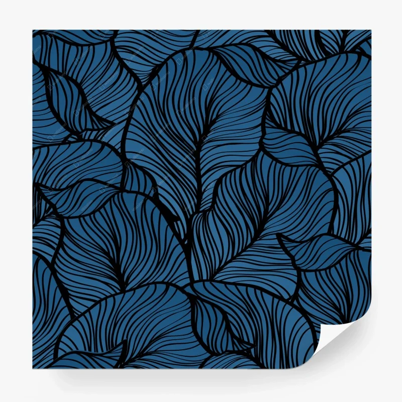 Carta da parati motivo di foglie blu elegante