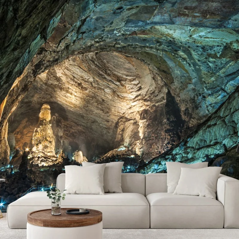 Carta da parati maestosa grotta sotterranea illuminata