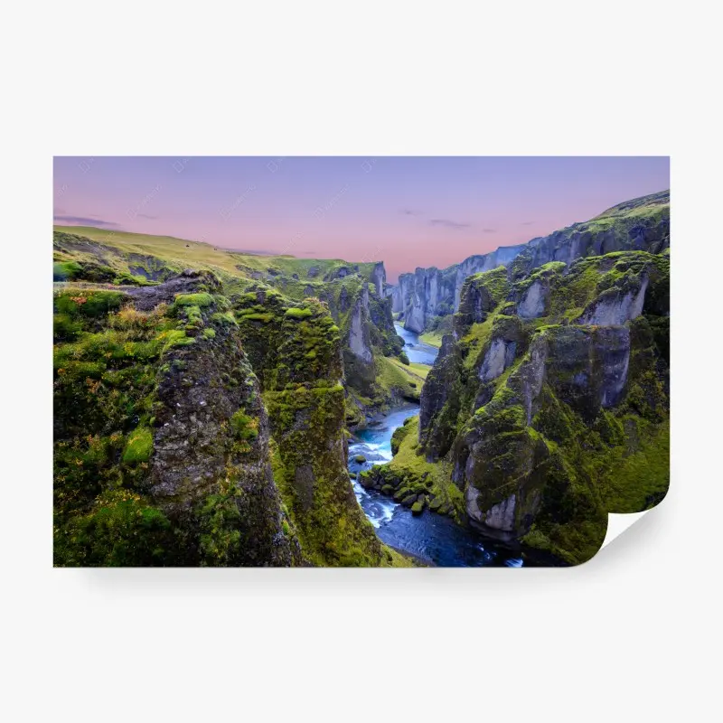 Carta da parati panoramica del canyon Fjaðrárgljúfur al tramonto