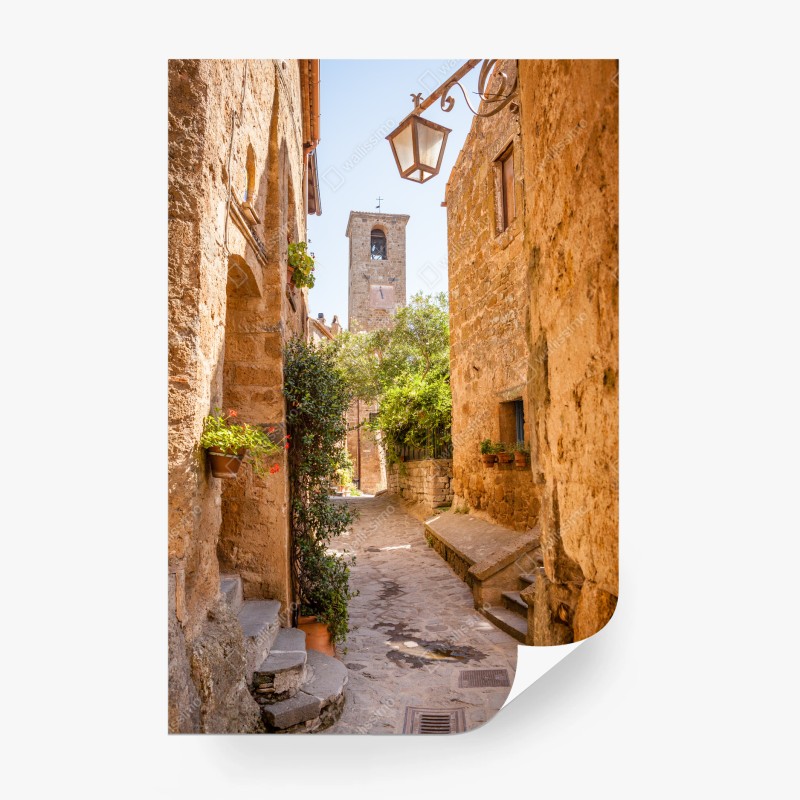 Carta da parati vicolo medievale a Civita di Bagnoregio