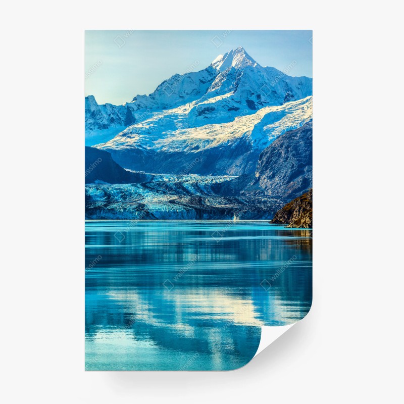 Carta da parati riflessi glaciali: panorama montano sul lago