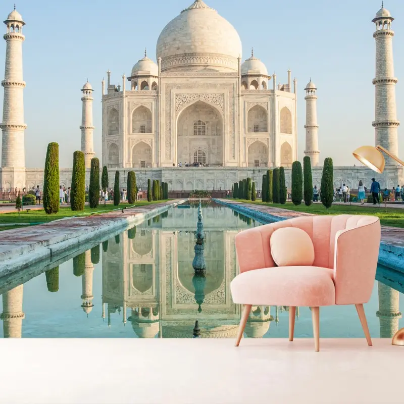 Carta da parati riflessi del Taj Mahal all'alba