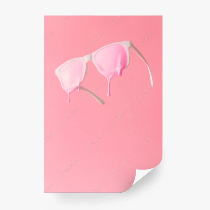 Carta da parati occhiali bianchi con vernice rosa colante