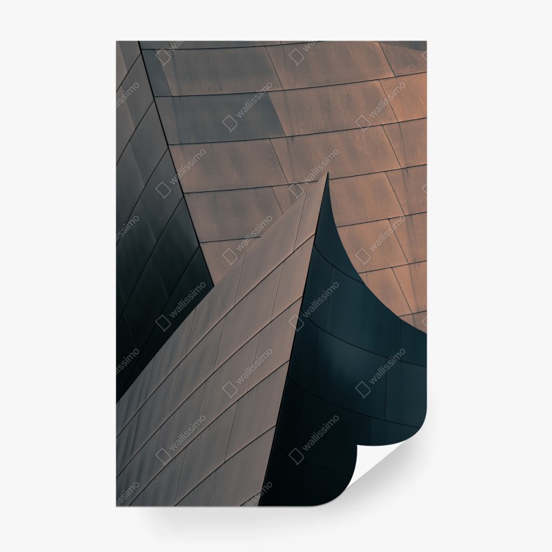 Carta da parati curve e superfici metalliche astratte