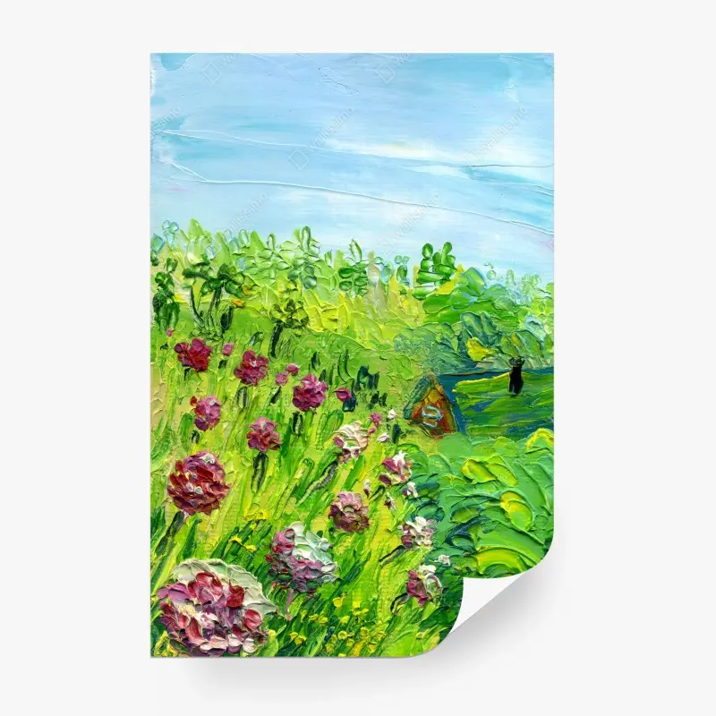 Carta da parati campo di peonie in fiore su sfondo primaverile