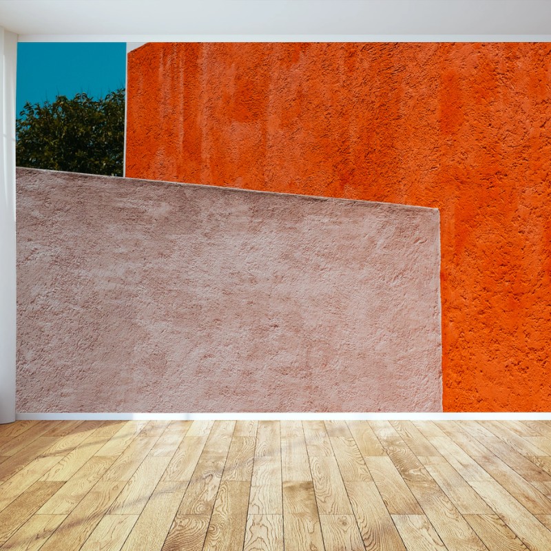 Carta da parati geometrie colorate su parete urbana