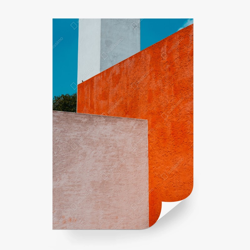 Carta da parati geometrie colorate su parete urbana
