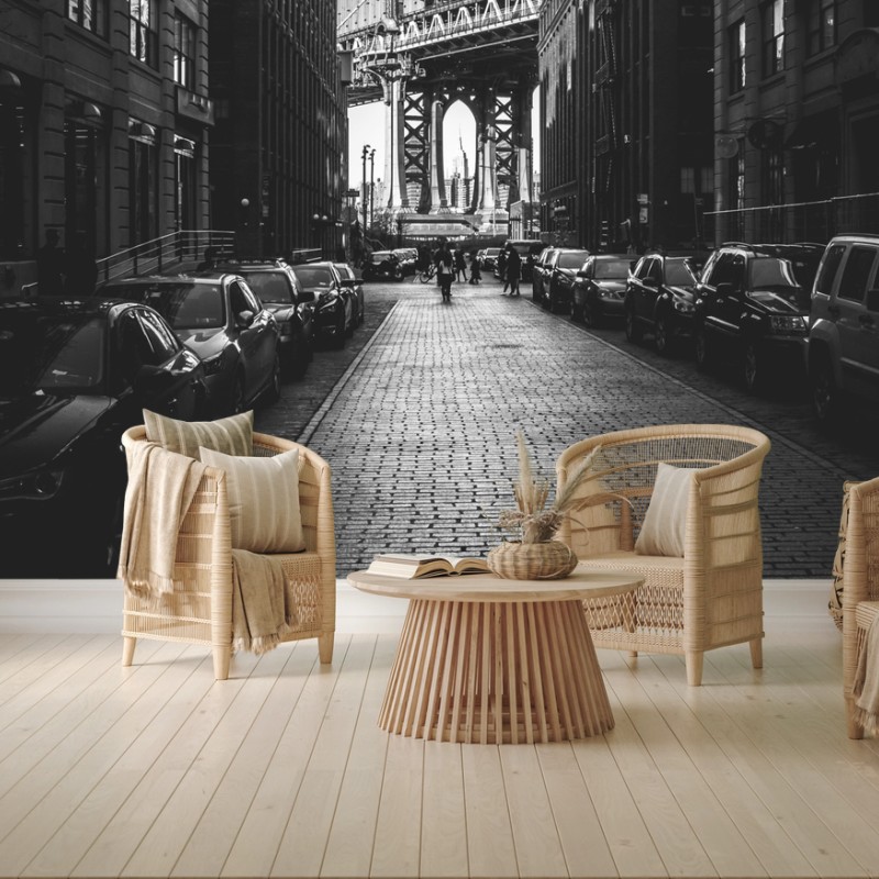 Carta da parati scorcio urbano con Manhattan Bridge a New York