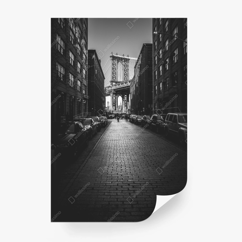 Carta da parati scorcio urbano con Manhattan Bridge a New York