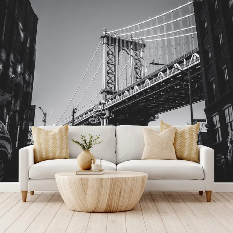 Carta da parati panorama urbano sotto il ponte di Manhattan