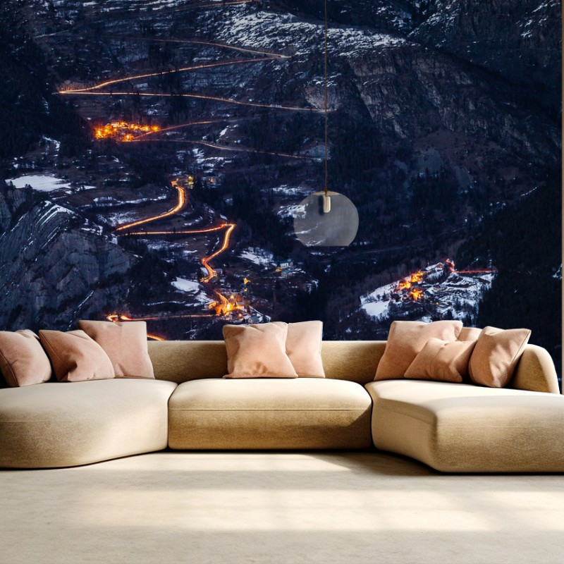 Carta da parati notte magica sulla salita di Alpe d'Huez