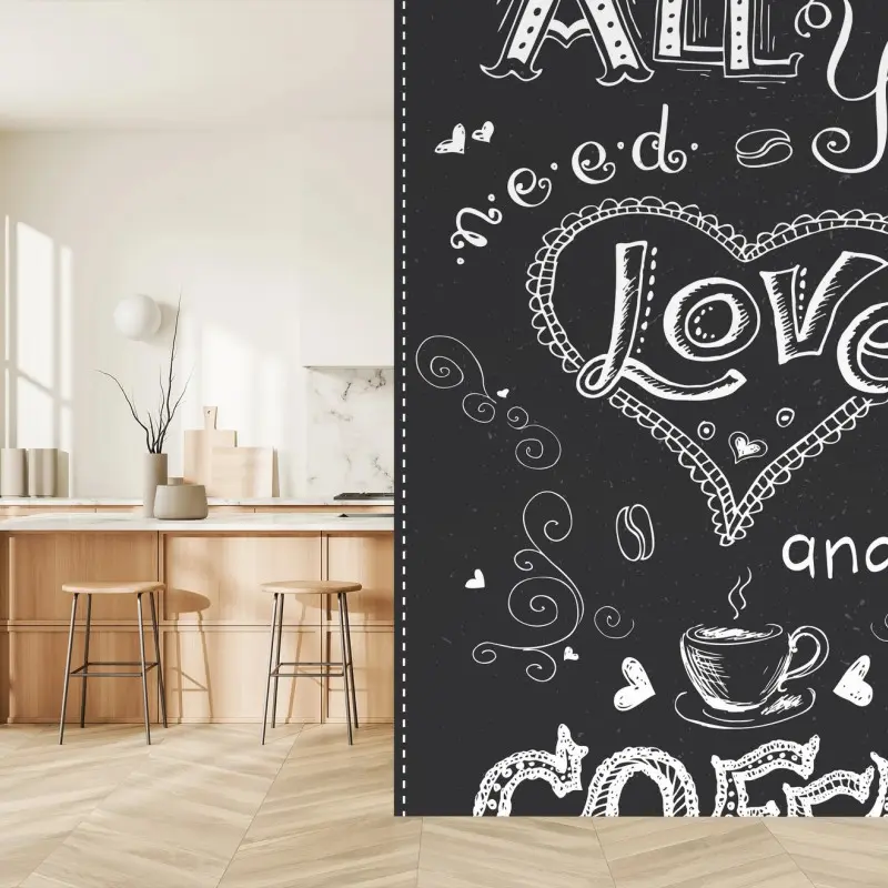 Carta da parati amore e caffè in stile lavagna