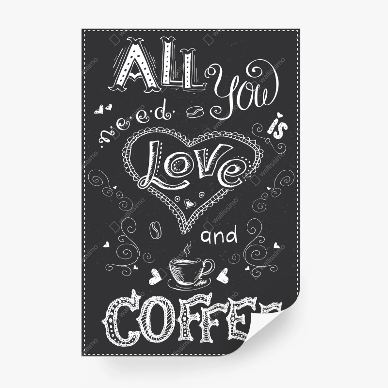 Carta da parati amore e caffè in stile lavagna
