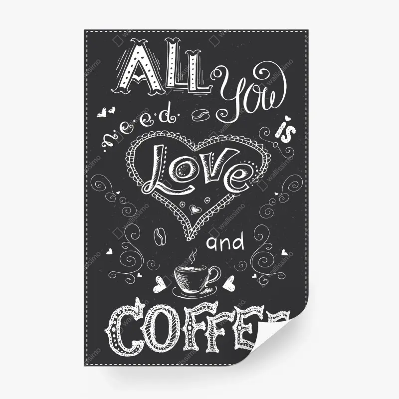 Carta da parati amore e caffè in stile lavagna