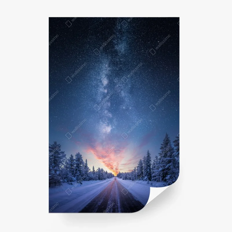 Carta da parati strada verso la via lattea all'alba