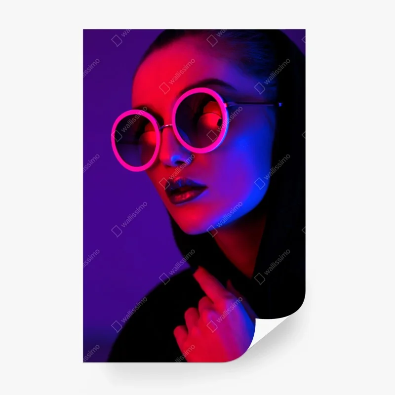 Carta da parati ritratto neon rosa e blu