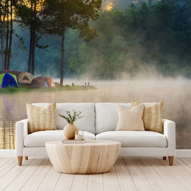 Carta da parati alba nebbiosa a Pang Oung
