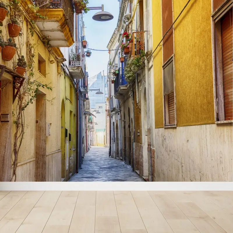 Carta da parati vicolo fiorito nel centro storico di Brindisi