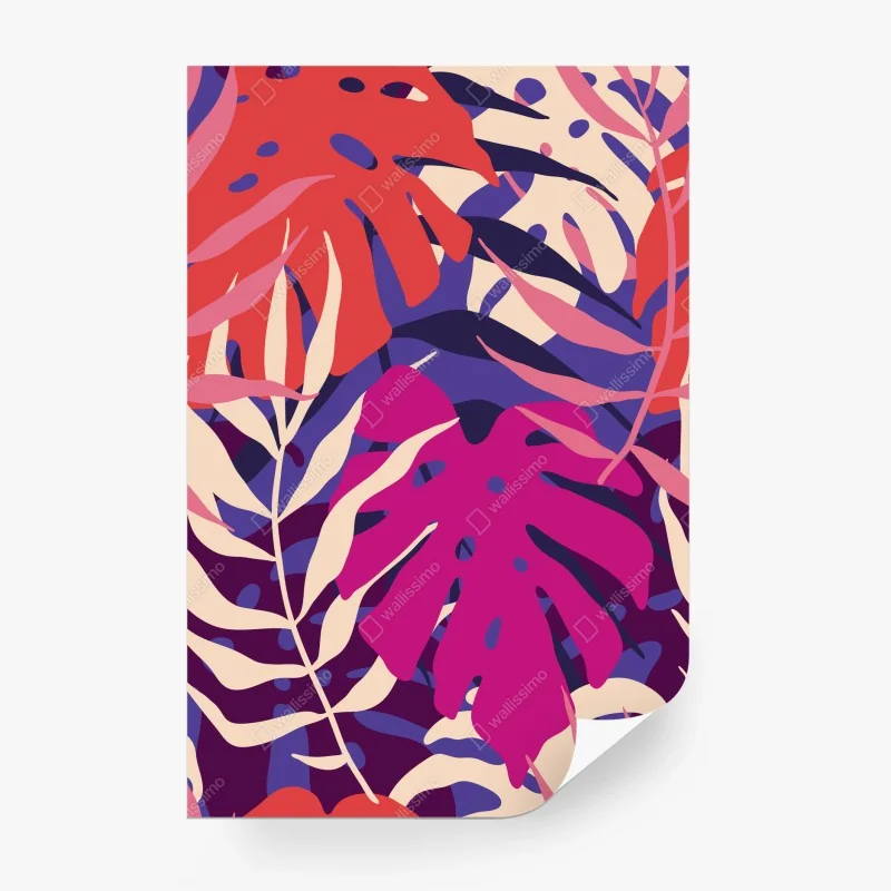 Carta da parati motivo tropicale retrò in colori pastello