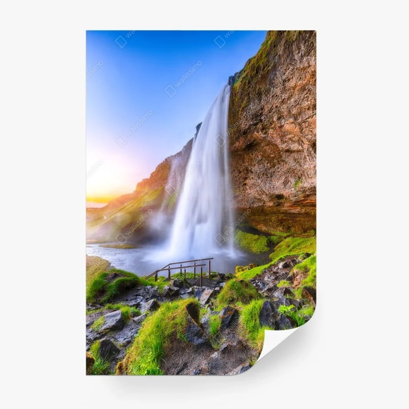 Carta da parati tramonto a Seljalandsfoss: splendore della cascata