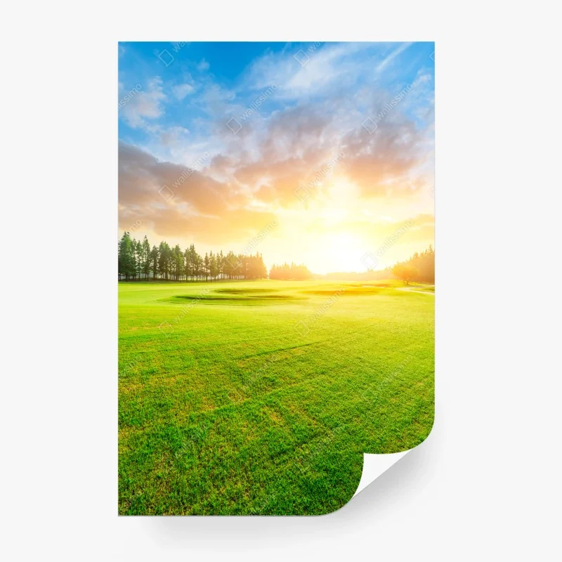Carta da parati tramonto sul campo verde