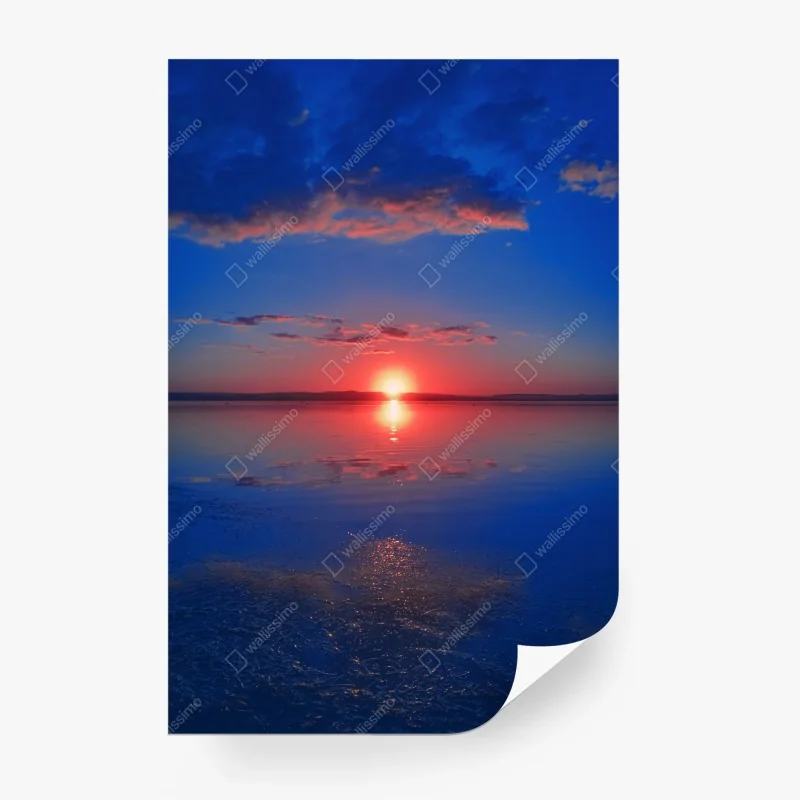 Carta da parati tramonto sul lago con riflesso