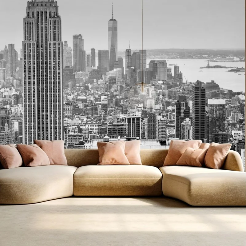 Carta da parati skyline iconico di New York in bianco e nero