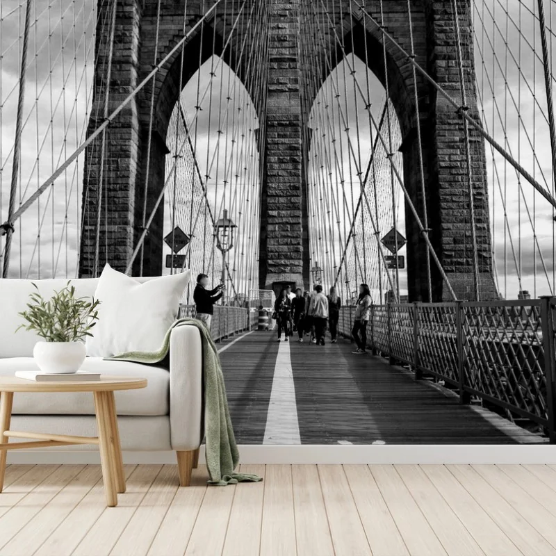 Carta da parati ponte di Brooklyn: prospettiva in bianco e nero