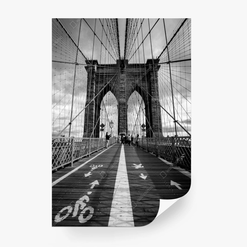 Carta da parati ponte di Brooklyn: prospettiva in bianco e nero