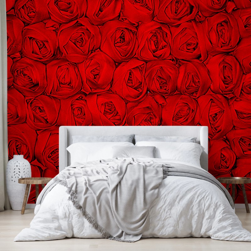 Carta da parati mosaico di rose rosse