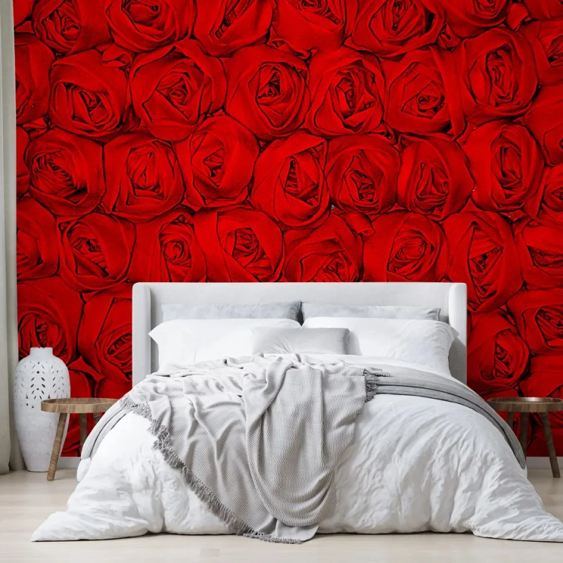 Carta da parati mosaico di rose rosse