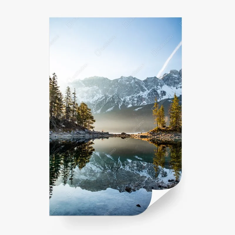 Carta da parati riflessi delle montagne sul lago