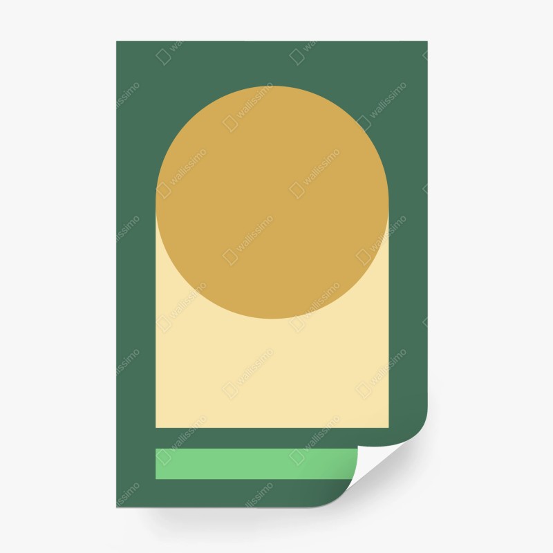 Carta da parati composizione geometrica ocra e verde