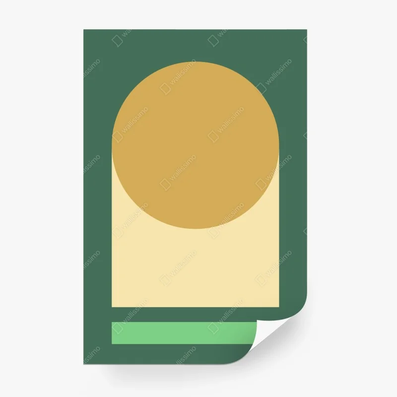 Carta da parati composizione geometrica ocra e verde