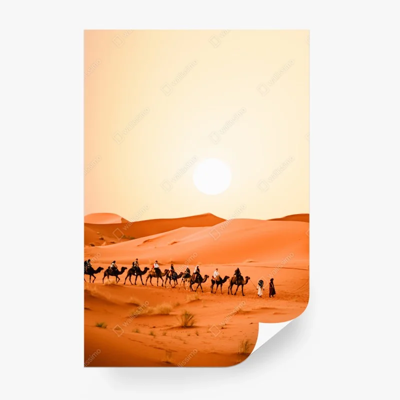 Carta da parati carovana nel deserto al tramonto