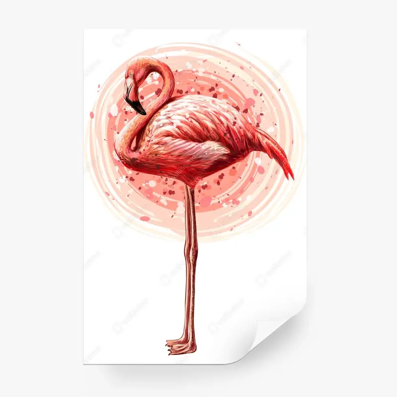 Carta da parati fenicottero rosa su sfondo astratto