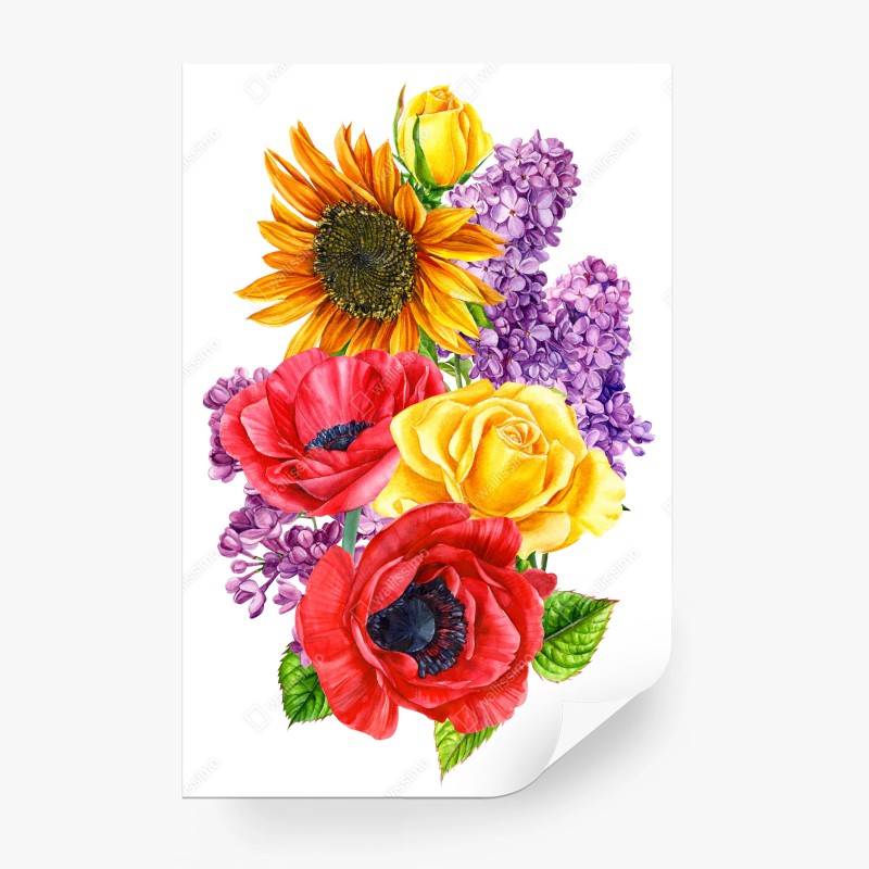 Carta da parati bouquet floreale estivo dai colori vivaci